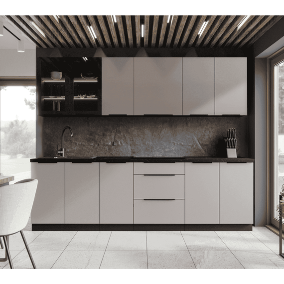 Dulap de colţ superior, caşmir/negru, ARAKA 60x60 GN-90 1F - 3- Roveli