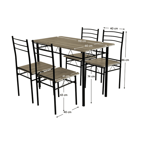 Set de sufragerie 1+4, stejar sonoma/negru, MAKO - 2- Roveli