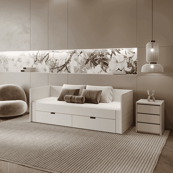 Patul extensibil, alb, 90/180x200, ANTONY - 2- Roveli