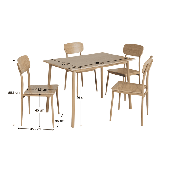 Set de sufragerie 1+4, stejar natural, LAMIR - 10- Roveli