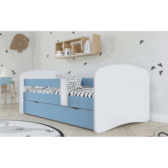 Pat cu lamele şi spaţiu de depozitare 90x200, alb/albastru, COCOLINO - 5- Roveli