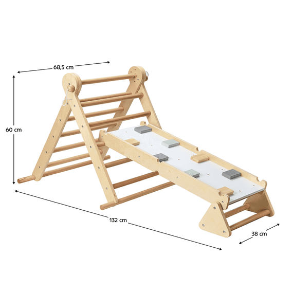 Montessori Triunghiul Pikler 3în1, natural/mix de culori, OPRIN - 10- Roveli