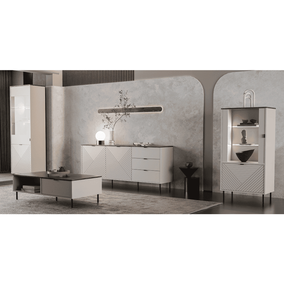 Vitrină, caşmir/stejar castello, EYCO 1D1W - 3- Roveli