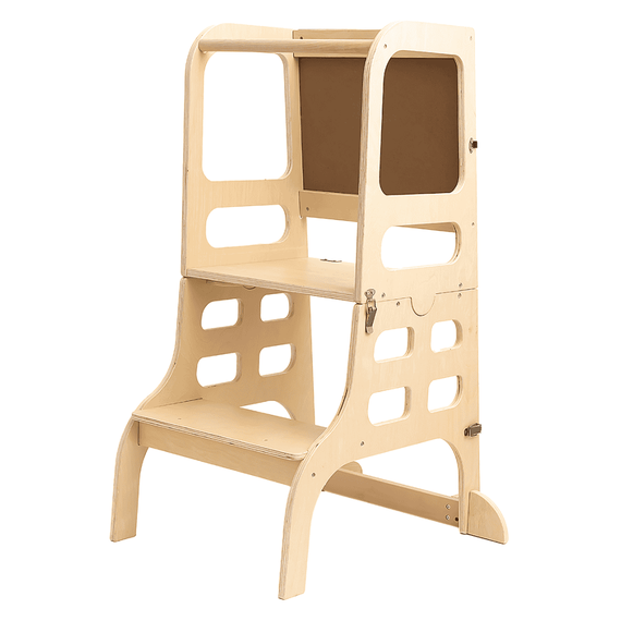 Turnul de învăţare Montessori 3în1 cu tablă, natural, MAGAN - 4- Roveli