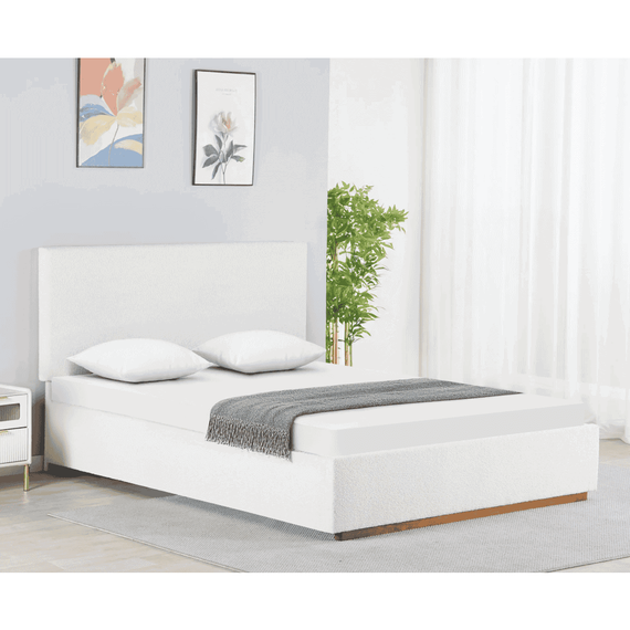 Pat cu grătar si spaţiu de depozitare 160x200, alb, NUVOLA - 7- Roveli