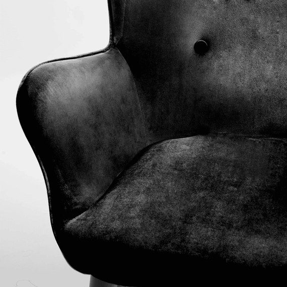 Set fotoliu de relaxare cu taburet DacEnergy©, material velur, picioare din lemn de fag, negru - 4- Roveli