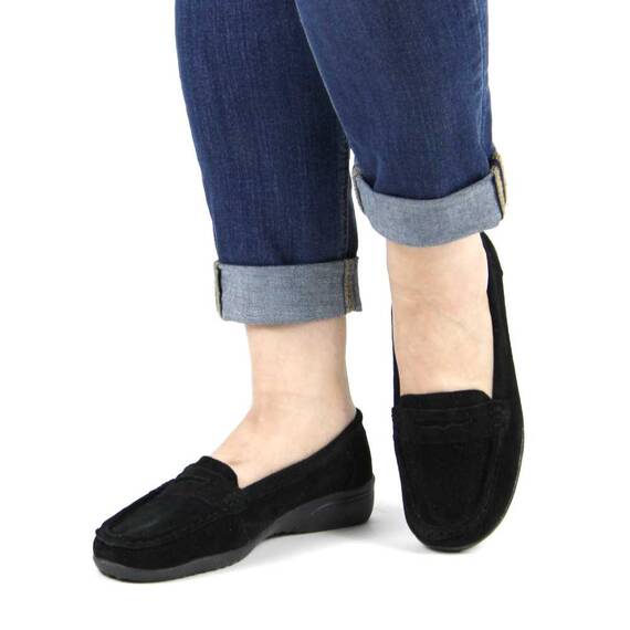 ​Mocasini de dama din piele naturala , negri  C286-3-BLACK - 2- Roveli