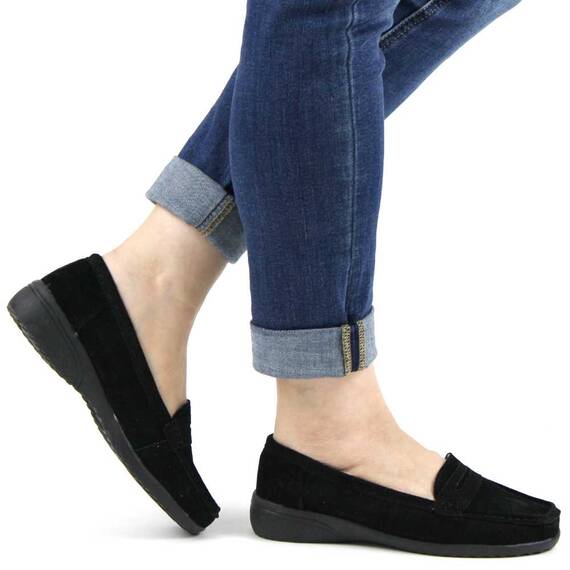 ​Mocasini de dama din piele naturala , negri  C286-3-BLACK - 5- Roveli