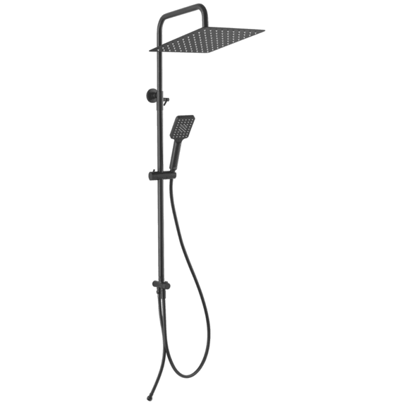 Set de dus, baterie baie pentru dus si sistem de dus, format din bara, cap dus fix, furtun dus, para dus, suport glisant pentru para dus, 3 functii, 1.5 m, montaj pe perete, finisaj negru - 5- Roveli