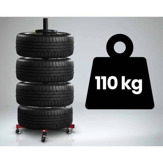 Suport pentru anvelope vertical DacEnergy©, otel rezistent si aluminiu, 4 anvelope, capacitate maxima de incarcare de 110 kg, 2 roti cu opritoare, 44 x 117 cm, negru - 5- Roveli