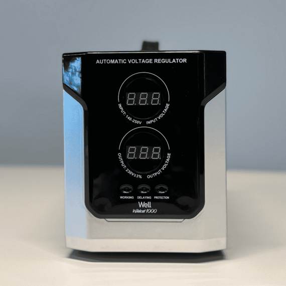 Stabilizator de tensiune cu servomotor Well, capacitate de 1000VA, putere nominala de 600W, afisaj LED, protectie la supraincalzire, subtensiune, suprasarcina, avertizare sonora, 320 x 170 x 200 mm - 4- Roveli