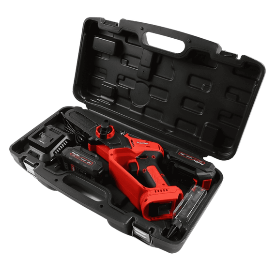 Fierastrau electric / mini drujba Panzer, lungime sinei de 12.7 cm, include 2 acumulatori de 18V, 2.0 Ah, 4500 rpm, indicator LED, frana pentru lant - 5- Roveli