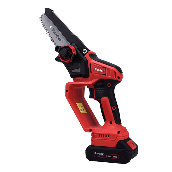 Fierastrau electric / mini drujba Panzer, lungime sinei de 12.7 cm, include 2 acumulatori de 18V, 2.0 Ah, 4500 rpm, indicator LED, frana pentru lant - - Roveli
