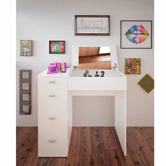 Măsuţă de toaletă/toaletă, alb, BELINA - 2- Roveli