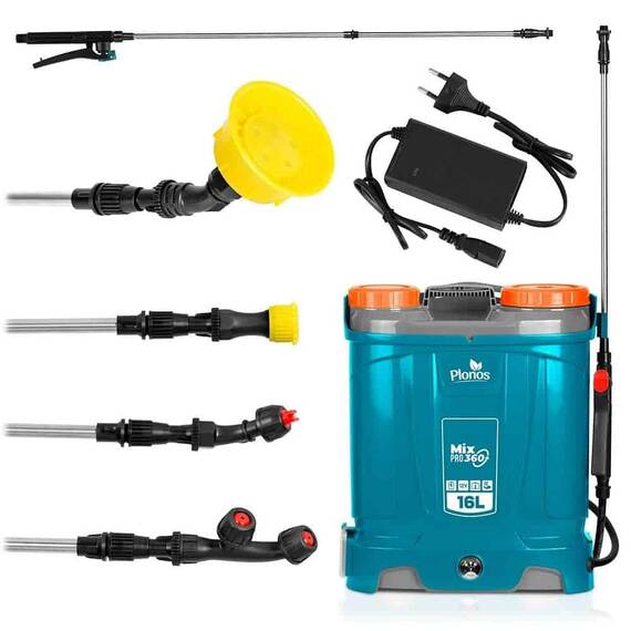 ​Pompa de stropit cu acumulator, plumb-acid, 12 V, 8 Ah, 4 duze diferite, presiune maxima 5, 5 bar, debit maxim 3, 1 l/min, timp de lucru 9 ore, cu mixer, 45 x 38 x 19 cm, albastru, 16 l - 3- Roveli