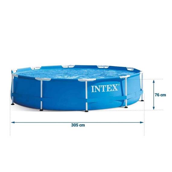 ​Piscina cu cadru, material PVC durabil cu 3 straturi, usor de asamblat, forma rotunda, cu capac, capacitate 4485 l, 305 x 76 cm, albastra - 3- Roveli