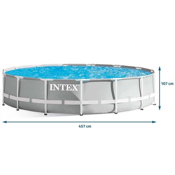 ​Piscina cu cadru, material PVC durabil cu 3 straturi, pompa de filtru, scara metalica, prelata si folie, skimmer, kit de curatare cu aspirator, rotunda, 14614 litri, 457 x 107 cm - 3- Roveli