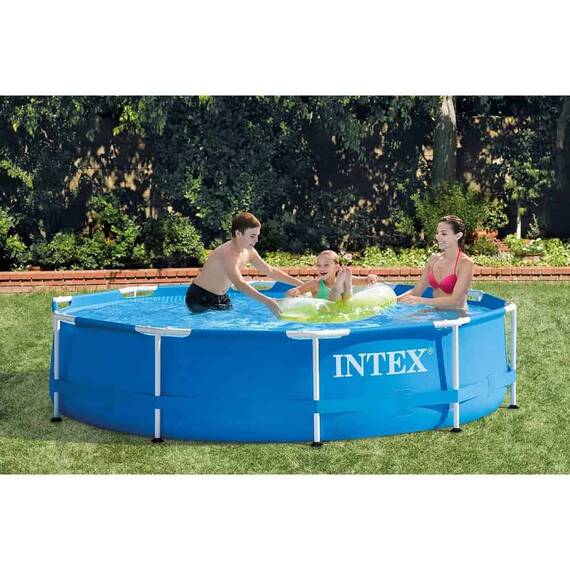 ​Piscina cu cadru, material PVC durabil cu 3 straturi, usor de asamblat, forma rotunda, cu capac, capacitate 4485 l, 305 x 76 cm, albastra - 4- Roveli