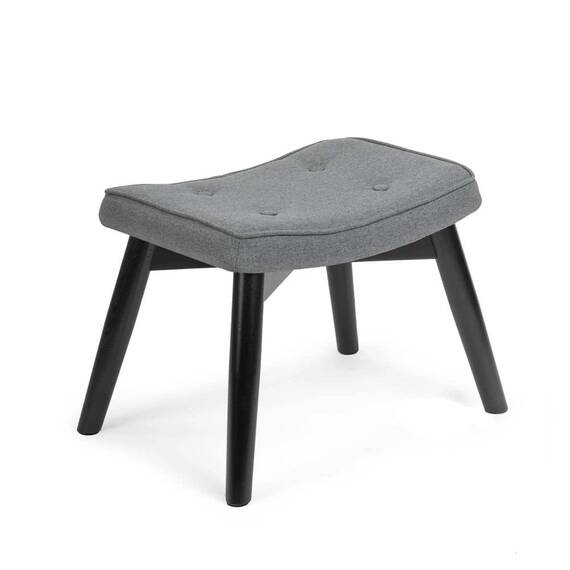 Set fotoliu de relaxare cu taburet DacEnergy©, material textil, picioare din lemn de fag, elegant, perna, gri inchis si negru - 2- Roveli