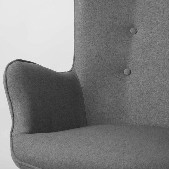 Set fotoliu de relaxare cu taburet DacEnergy©, material textil, picioare din lemn de fag, elegant, perna, gri inchis si negru - 3- Roveli