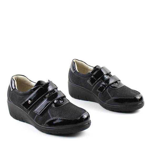 ​Pantofi dama cu platforma , cu model perforat 222-BLACK, Culoare (12): Negru, Marime (12): 37 - 3- Roveli