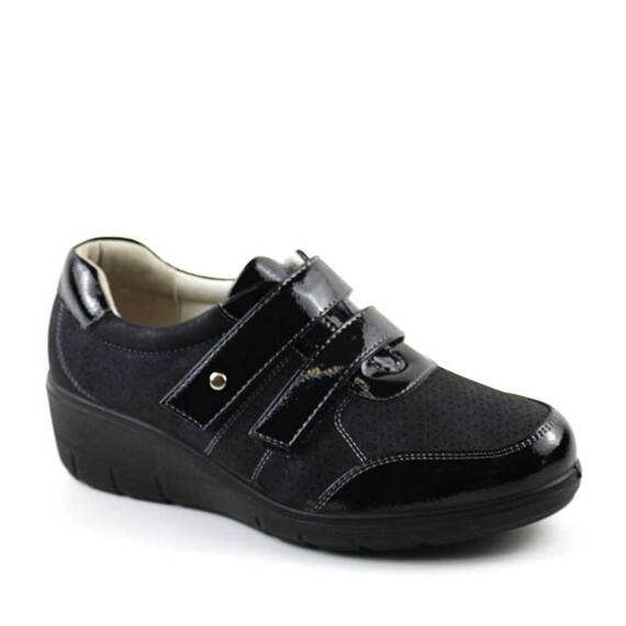 ​Pantofi dama cu platforma , cu model perforat 222-BLACK, Culoare (12): Negru, Marime (12): 40 - - Roveli