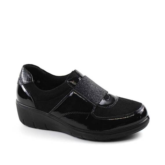 ​Pantofi dama cu platforma , cu banda elastica , stralucitoare 216-BLACK, Culoare (12): Negru, Marime (12): 41 - 2- Roveli