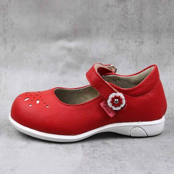 Pantofi usori , de copii , cu perforatii , din piele naturala 1862-ROSU2 - 3- Roveli