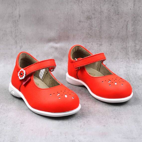 Pantofi usori , de copii , cu perforatii , din piele naturala 1862-ROSU/NEON, Culoare (12): ROSU/NEON, Marime (12): 26 - 3- Roveli