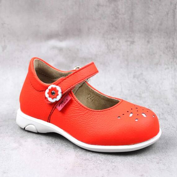 Pantofi usori , de copii , cu perforatii , din piele naturala 1862-ROSU/NEON, Culoare (12): ROSU/NEON, Marime (12): 26 - 2- Roveli