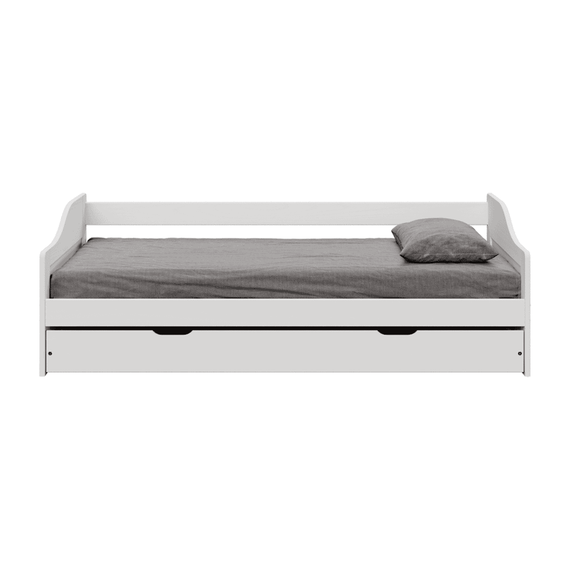 Pat cu pat suplimentar extensibil, alb, lemn masiv, 90x200, LAURA NEW - 3- Roveli