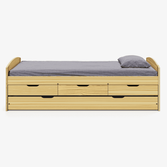 Pat cu pat extensibil, natural, lemn masiv, 90x200, MARINELLA NEW - 2- Roveli