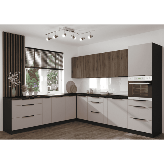 Dulap înalt, pentru cuptor, caşmir/negru, ARAKA 60 DP-210 2F - 4- Roveli