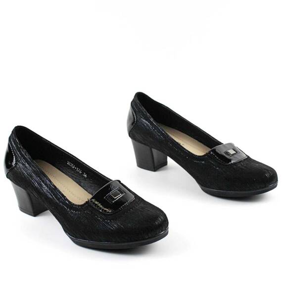 Pantofi dama , comozi , cu reflexii stralucitoare 176-BLACK, Culoare (12): Negru, Marime (12): 40 - 3- Roveli