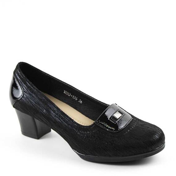 Pantofi dama , comozi , cu reflexii stralucitoare 176-BLACK, Culoare (12): Negru, Marime (12): 39 - 2- Roveli