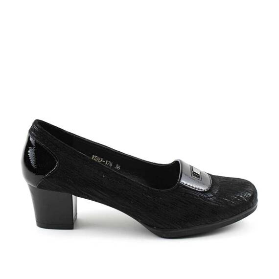 Pantofi dama , comozi , cu reflexii stralucitoare 176-BLACK, Culoare (12): Negru, Marime (12): 38 - 4- Roveli