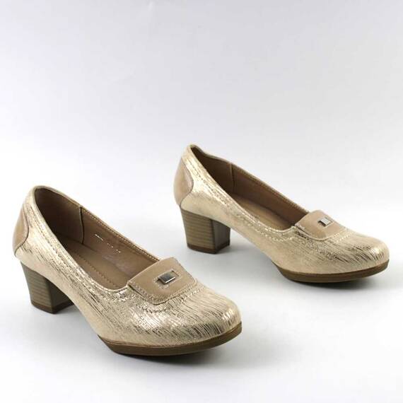 Pantofi dama , comozi , cu reflexii stralucitoare 176-BEIGE, Culoare (12): BEJ/AURIU, Marime (12): 36 - 2- Roveli