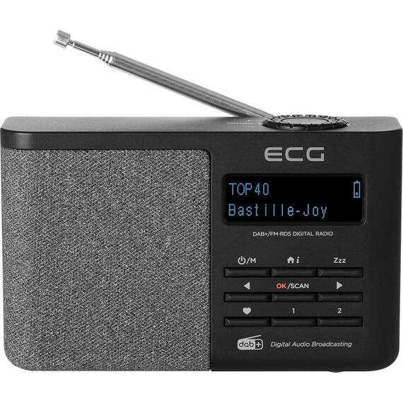 Radio portabil ECG RD 250 DAB Black, FM/DAB/DAB+, 1.8 W, Bluetooth 5.3, baterie reincarcabila Li-Ion 3.7 V / 1900 mAh, ceas desteptator, negru - - Roveli