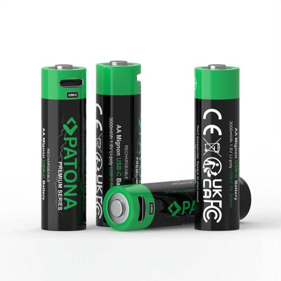 Baterii 4x AA Reincarcabile 2000mAh Patona Premium cu USB-C - 3- Roveli