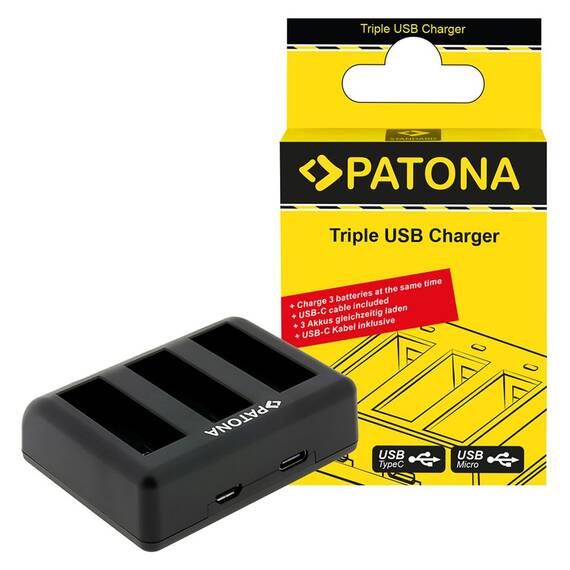 Incarcator triplu PATONA pentru DJI Osmo Action 3, DJI Osmo Action 4 - 1422 - - Roveli