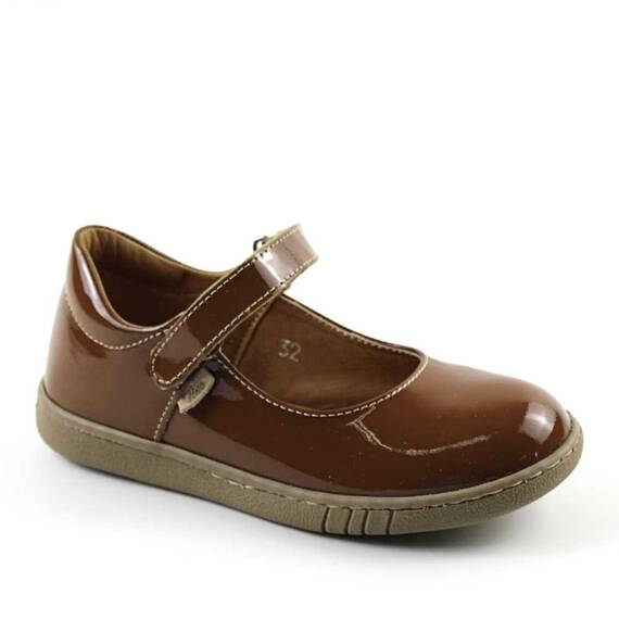 Balerini usori , din piele naturala lacuita , pentru copii , cu talpa groasa 1796-MARO/5, Culoare (12): Maro, Marime (12): 34 - 2- Roveli