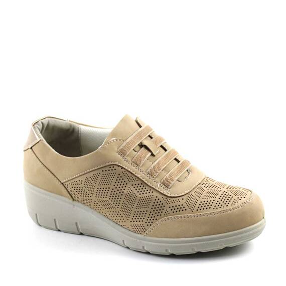 Pantofi dama cu platforma , perforati , cu sireturi elastice 223-BEIGE, Culoare (12): Bej, Marime (12): 37 - - Roveli