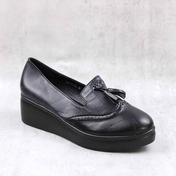 Pantofi de dama , cu platforma , usori si comozi , decorati cu ciucuri  LDY-W36-BLACK - 2- Roveli
