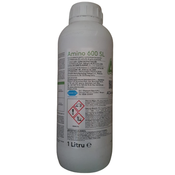 AMINO 600SL (1 L) Erbicid 2,4-D: Combatere Buruieni Dicotiledonate Postemergent Grau si Porumb, Alege ambalajul dorit: 1 litru - - Roveli