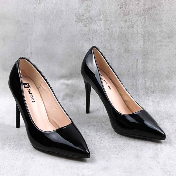 ​Pantofi eleganti  , de dama , stiletto , lacuiti  BO129-BLACK, Culoare (12): Negru, Marime (12): 39 - 2- Roveli