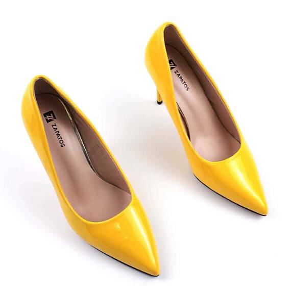 Pantofi eleganti  , de dama , stiletto , lacuiti  BO129-YELLOW, Culoare (12): Galben, Marime (12): 40 - 3- Roveli