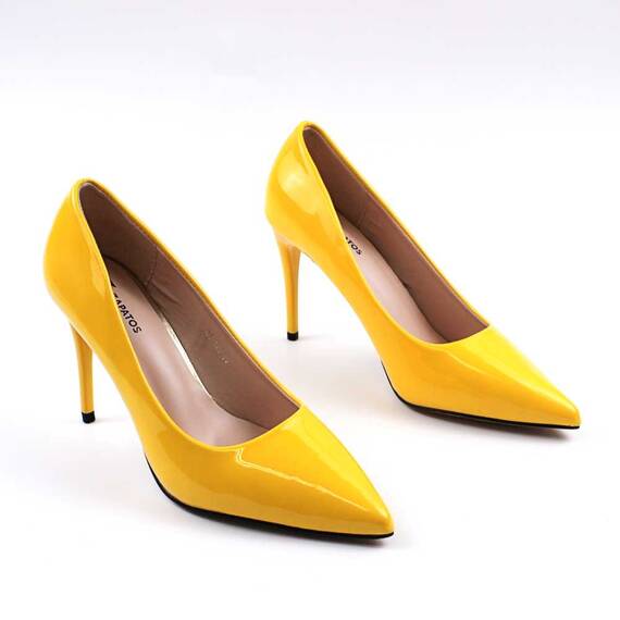 Pantofi eleganti  , de dama , stiletto , lacuiti  BO129-YELLOW, Culoare (12): Galben, Marime (12): 38 - 5- Roveli