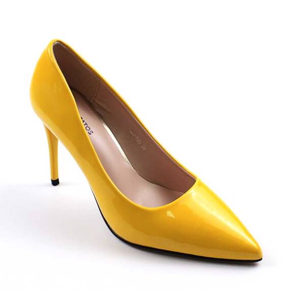 Pantofi eleganti  , de dama , stiletto , lacuiti  BO129-YELLOW, Culoare (12): Galben, Marime (12): 40 - - Roveli