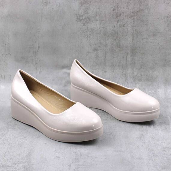 ​Pantofi comozi , de dama , cu platforma , lacuiti  LDY-31-8-BEIGE, Culoare (12): Bej, Marime (12): 39** - 3- Roveli