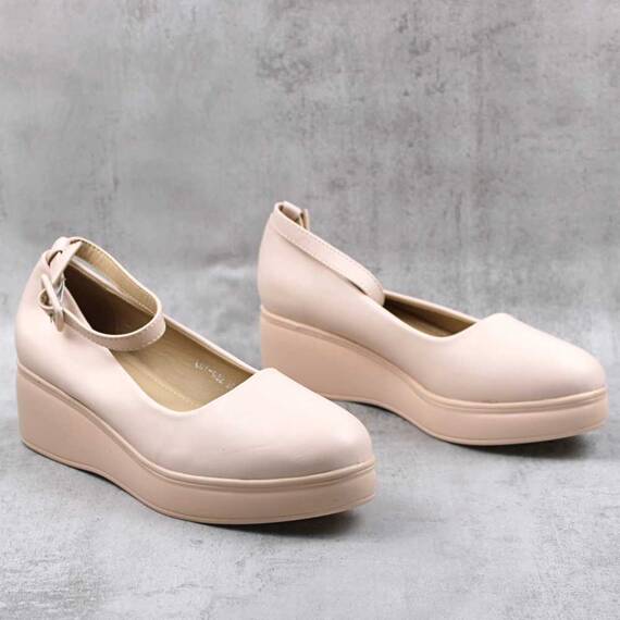 ​Pantofi comozi , de dama , cu platforma  si bareta pe glezna  LDY-W32-BEIGE, Culoare (12): Bej, Marime (12): 38** - 2- Roveli